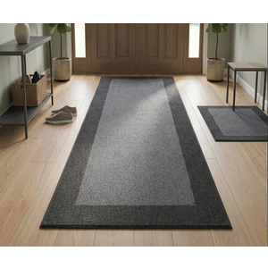 Area Rug Runner Sets 48" x 48" and 85"×32" Washable Kitchen Mats for Floor Non Slip Rubber Backed Kitchen Rugs Braided Indoor Floor Carpet for Entryway, Hallway, Kitchen, Bedroom, Black/Grey