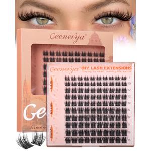 Geeneiya Wispy Lash Clusters, 9-16MM Natural Eyelash Clusters, DIY Cluster Eyelash Extensions, C Curl Lashes Clusters for Beginners