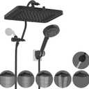 Hibbent Upgraded 5-spray 13'' Shower Head, High Pressure Rainfall Shower Head, Dual Showerhead Combo with 10-mode Handheld Spray, 12'' Adjustable Extension Arm, 71'' Hose, Shower Holder, Matte Black