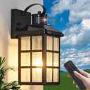 Motion Sensor Porch Lights Outdoor with Remote Control, Smart Dusk-to-Dawn Exterior Lighting Fixtures Weatherproof Outdoor Wall Lights with 4 Lighting Modes for Porch, Garage, Patio, Front Door (1 Pack, Black)