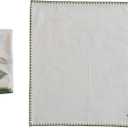 Creative Co-Op Cotton Napkins with Embroidered Tree and Edge, Natural and Green, Set of 4