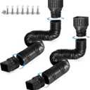 2 Pack Flexible Rain Gutter Downspout Extensions,Drain Downspout Extender,Gutter Extension Flexible,Down Spout Drain Extension Pipes,Extendable from 21 to 60 Inches (Black)