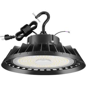 BFT UFO LED High Bay Light 150W 5000K 0-10V Dimmable 22500LM High Bay led Shop Lights 600W HID/HPS Replacement,5' Cable with Plug,IP65 Hanging Hook,Shop Lights for Warehouse Garage Gym,Workshop