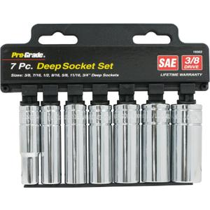 7 PC. 3/8" DR. SAE DEEP SOCKET SET W/RAIL