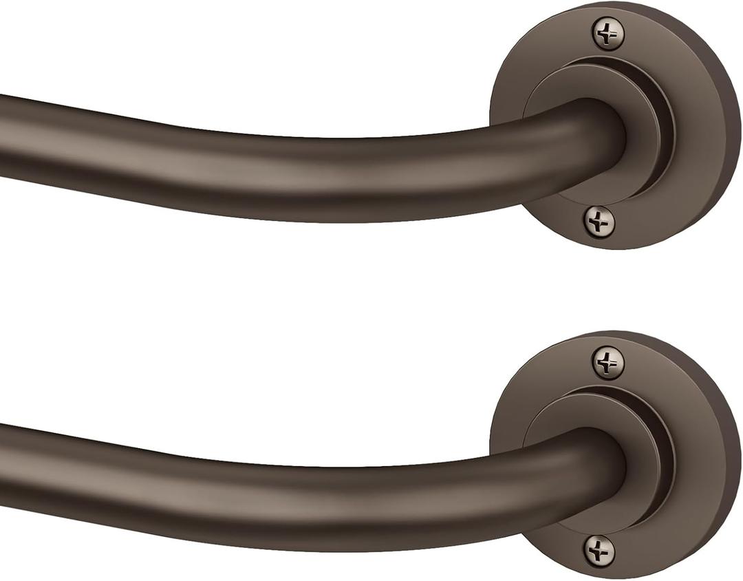 Hei!Dear 2 Pack Bronze Blackout Curtain Rod, Modern Adjustable 5/8 Inch Wrap Around Window Rod for 28-48 Inch Windows Sleek Curved Design, Heavy Duty Decorative Curtain Rods for Bedroom or Living Room