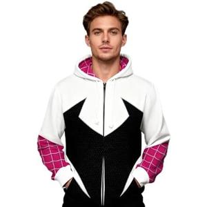 FINASKASU Spider Costumess for Adult Superhero Zip-Up Hoodie Long Sleeve Jacket Sports Casual Style, Large