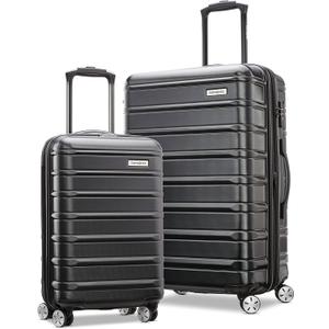 Samsonite Omni 2 Hardside 2 Piece Set - Includes Global Carry-On & Medium Checked Suitcases - 360° Dual Spinner Wheels - Integrated TSA Lock & Expansion - Midnight Black (22" and 24")