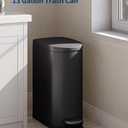 GarveeHome 13 Gal / 50 L Stainless Steel Kitchen Trash Can with Lid, Slim Step-On Garbage Bin, Large Rustproof Metal Trash Can with Soft Close, Inner Bucket & Rear Handle, Black