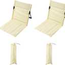2 Pcs Foldable Poolside Chairs - Portable Beach Chair Set with Storage Bag, Foldable Ground Chair with Metal Frame, Extended Backrest Lounge Seat for Beach Poolside Picnic Garden Camping