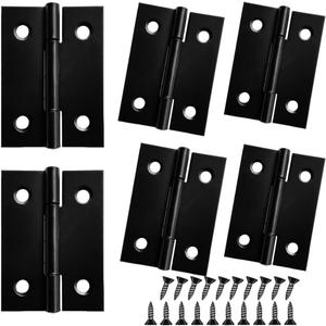 6PCS 2 inch Hinges, Butt Door Hinges Cabinet Hinges 1.2mm (0.047") Thick Stainless Steel Black Coated Finish, Small Hinges with 24 Screws for Wood/Jewelry Boxes Indoor/Outdoor
