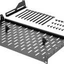 Tecmojo Server Rack Shelf, 1U Rack Shelf 10in Depth, Network Rack Shelf with Anti-Slip Stops, 110lbs Weight Capacity of Vented Rack Mount Shelf for Data/AV/IT/Audio Racks, with Lip, Black (10 in/1pack)