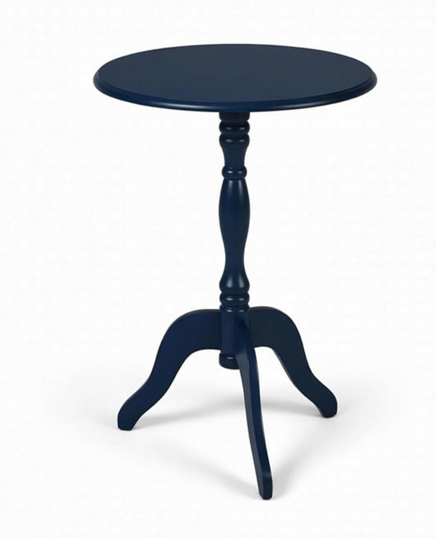 Decor Therapy Warwick Round Accent Table - 3 Leg Pedestal Side Table for Living Room, Bedroom, Entryway - Traditional Navy Bistro Drink Table