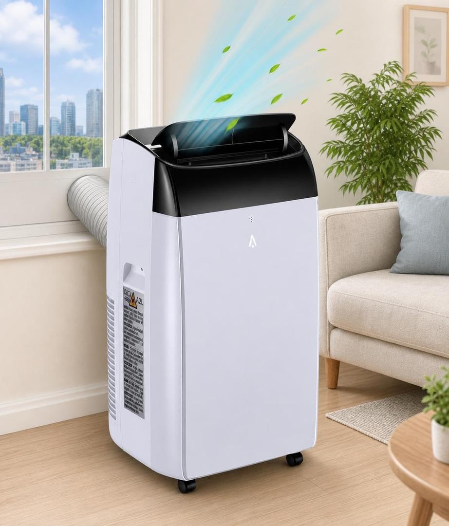 14000 BTU Portable AC, 3-in-1, 750sqft, 51dB, Remote/Timer, Black