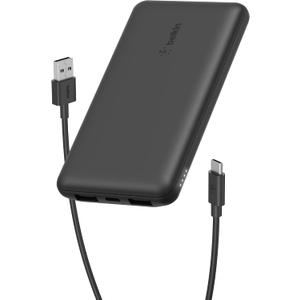 Belkin Portable Charger - 15W 3 Port Power Bank Battery Pack with 10000mAh Battery - Fast Charging for iPhone, Samsung Phone, More - USB C to A Cable Included