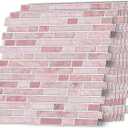 VICCI 12-Sheet Peel & Stick Tile Backsplash 12" x 12", Stick-On Wall Tiles for Kitchen, Bathroom & Laundry Room (Pink Marble Style)