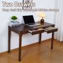 Solid Wood Desk with Drawer, Small Writing Desk for Small Spaces,Gaming Study Home Office Workbench woodenDesks for Work, 47 inch Wooden Computer Desk for Bedroom Walnut Color, 47.2 inches x 22 inches x 29.5 inches