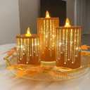 Led Candles Flickering Flameless Candles Battery Operated Fake Electric Luminara Gold Fall Decorations Fireplace Mantle Decor for Living Room Table Centerpieces for Dining Room Bathroom (Orange)