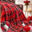 OCTROT Red Christmas Heated Blanket Electric Throw 50X60, Heating Throw Gift with 10 Heating Levels & 8 Hours Auto Off, Plaid Checkered Sherpa Blanket Warmer for Adults, Couch Bed Office Use