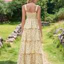 KUTUMAI Floral Maxi Dress Ruffle Tiered Flowy Tea Party Wedding Guest Dresses for Women Summer 2026 (White, L)