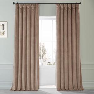 HPD Half Price Drapes Signature Plush Velvet Blackout Curtains for Bedroom (1 Panel), 50W X 96L Hotel Black Out Curtains for Living Room, Thermal Insulated Blackout Curtains for Window, Pashmina Taupe