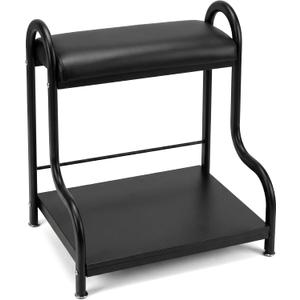 Foot Bath Spa Trolley Cart, Heavy-Duty Reinforced Frame Pedicure Stool with Magnifier Lamp Hole & Foot Rest, Ergonomic Multi-Purpose Foot Massage Manicure Station for Salon/Home, Black