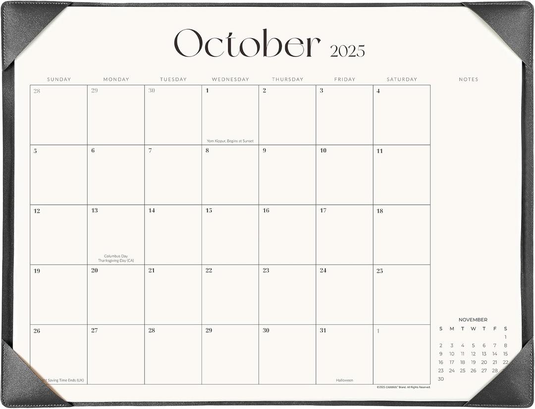 Simplified Desk Calendar 2026 with Desktop Mat, Cabbrix Large Desk Pad Calendar 21" x 16-1/2" Including January 2026 to December 2026, Desk Blotter Calendar 2026 for Home School and Office (Black)
