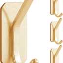 Paoli Heavy Duty Adhesive Hooks,Self-Adhesive Hooks Multiple Colors and Styles 30 lb Maximum Load for Home Schools and Offices (4pc, Gold)