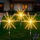 CCILAND 3 Pack Solar Firework Lights Outdoor, 336 LEDs Solar Starburst Garden Lights with Timer 8 Modes, Waterproof Decorative Lights for Yard Patio Walkway Pathway Party Wedding (Warm White)