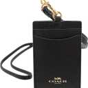 Coach ID Lanyard Badge Holder In Crossgrain Leather (Black/Gold)