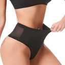 Aintmax Tummy Control Thong Shapewear Underwear for Women Low Rise Seamless Body Shaper Girdle Compression Panties Black L