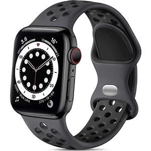Lerobo Sport Bands Compatible with Apple Watch Band 46mm 44mm 42mm 45mm 49mm,Women Men,Soft Silicone Breathable Bands for iWatch SE Ultra 3 2 iWatch Series 11 10 9 8 7 6 5 4 3 2 1, Anthracite Black