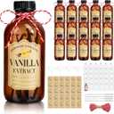 16Pcs 8 oz Amber Glass Bottle Boston Round Bottles for Vanilla Extract Homemade,Brown Vanilla Extract Bottles with Caps for Syrup Gift Glass Food Storage Canister and Sauce Beans