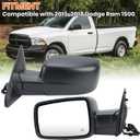 Driver Left Side Mirror Compatible With 2014-2018 Ram 1500 2500/2019-2022 Ram 1500 Classic With Manual Folding Power Glass Heated Temperature Sensors Replace#68462819AA (Black, 6Pins)