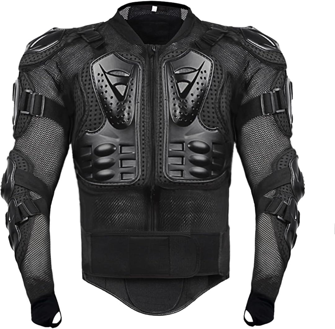 Motorcycle Armor Jacket Spine Chest Protection Full Body Gear Motocross Motos Protector Motorcycle MTB Jacket (Medium, Black)