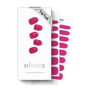 ohora Semi Cured Gel Nail Strips (N Tint Reddish) - Pink, Tint, Works with Any UV/LED Lamps, Salon-Quality, Long Lasting, Easy to Apply & Remove - Includes 2 Prep Pads, Nail File & Wooden Stick