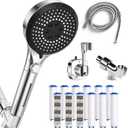 Filtered Shower Head with Handheld - High Pressure 6 Spray Modes Showerhead with Filters, Shower Head With Movable Bracket & 75" Anti-Burst Hose | 12 Replaceable Water Softener Filters for Hard Water