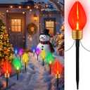 10 Lights Jumbo C9 Pathway Christmas Lights Outdoor, 11Ft 2 Pack 5 LED Giant Bulbs, Large Outdoor Christmas Decor for Holiday Lawn Yard Garden, Big Light Decorations, Multicolor