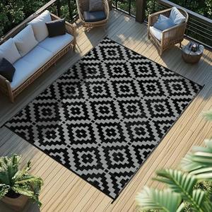 Favoyard Outdoor Rug 4x6 ft Waterproof Reversible Patio Plastic Straw Rugs for Decor Clearance Outside Large RV Camping Area Carpet Mat for Porch Deck Balcony Pool Backyard Picnic Beach Camper Door