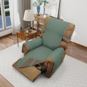 Recliner Chair Covers Reversible Sofa Cover Couch Cover for Pets Lazy Boy Furniture Protector(28''Recliner,Greyish Green/Taupe)