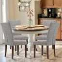 COLAMY Upholstered Parsons Dining Chairs Set of 2, Fabric Dining Room Kitchen Side Chair with Nailhead Trim and Wood Legs - Boho