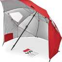 Sport-Brella Premiere XL UPF 50+ Umbrella Shelter with Patented Side Panels, Heavy-Duty 1.25 Inch Center Pole, Auger Anchor for Sand and Grass, 9 Foot Canopy, Cherry Red