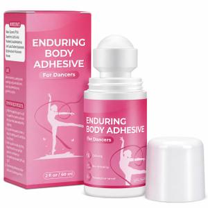 2 x Body Glue & Body Adhesive for Clothes - 2 fl oz Professional Body Adhesive for Clothing Roll On - Sweat-Resistant for Dancers, Wigs, Leotards & Costumes - Clear, Hypoallergenic, Water Washable, 1 PCS