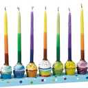 Rite Lite Chanukah Hand Painted Resin Cupcakes Menorah 11.50" Hanukkah Menorah