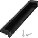 Quluxe 5 Inch Black Recessed Pull Zinc Alloy Flush Pull Recessed Handles with Screws for Drawers, Cabinets, Bathroom Cabinet (Pack of 4)