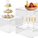 Bouiexye 3Pcs Clear Buffet Risers Acrylic Boxes Display Food Risers for Buffet Table Platter Parties Weddings Catering Dessert Collectibles Figures Show ( 6''x7''x8'')