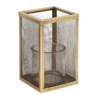 Honeybloom Metal Mesh Pillar Candle Holder 10 in