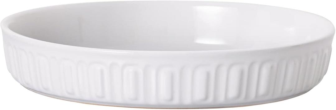 Fun Elements Shallow Dog Bowls, 10.5" Ceramic Large Food Plate for Small, Medium and Large Breeds, Non-Slip, Flat and Wide, Dishwasher Safe, Suitable for Dogs and Cats (White)
