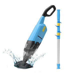 Cordless Pool Vacuum Cleaner for Above Ground Pool & In Ground Rechargeable Pool Vacuum Cleaner - 90 Mins Runtime, with 69" Telescopic Pole, Spa Vacuum for Hot Tub- Fast 3H Charge, Blue 