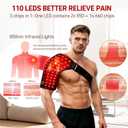 Red Light Therapy Shoulder Wrap with Heating, 110 LEDs 660nm & 850nm Infrared Light Belt, Timer & Pulse Modes, for Pain Relief & Muscle Recovery, Black, Wired