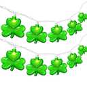 20LED St Patrick's Day Decorations Lights, 12Ft Clear Green Shamrock String Lights Outdoor Waterproof with 20 LED Lucky Clover Lights, UL Certified for Home Window Fence St. Patrick's Day Party Decor